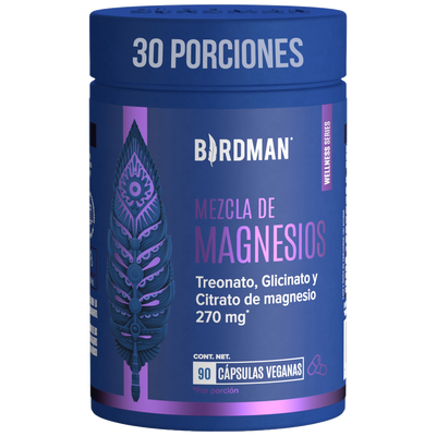 Mag Trifecta 3 en 1: Citrato, Glicinato y Treonato de Magnesio - 90 Cápsulas - 30 Porciones