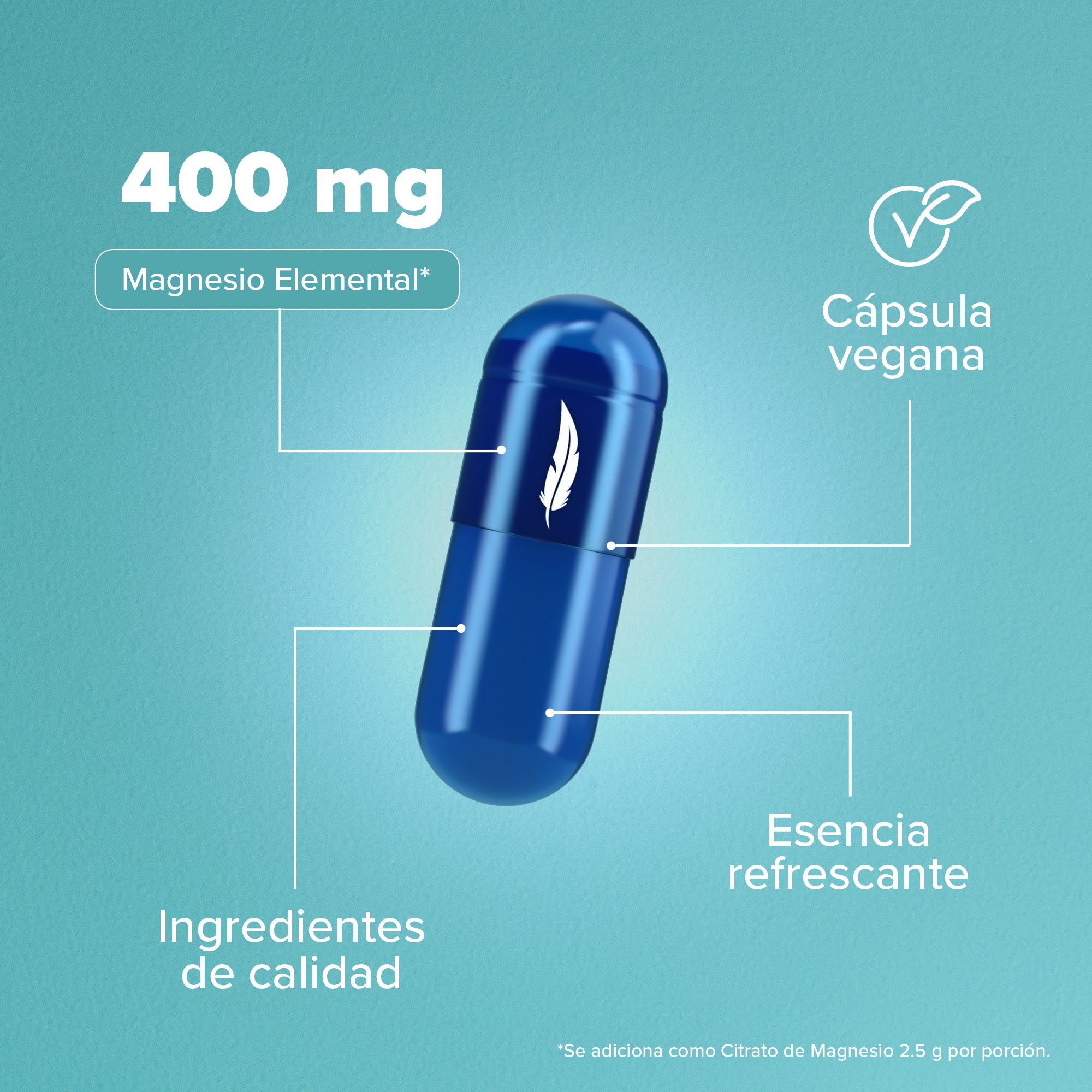 Citrato de Magnesio - 120 Cápsulas - 40 Porciones