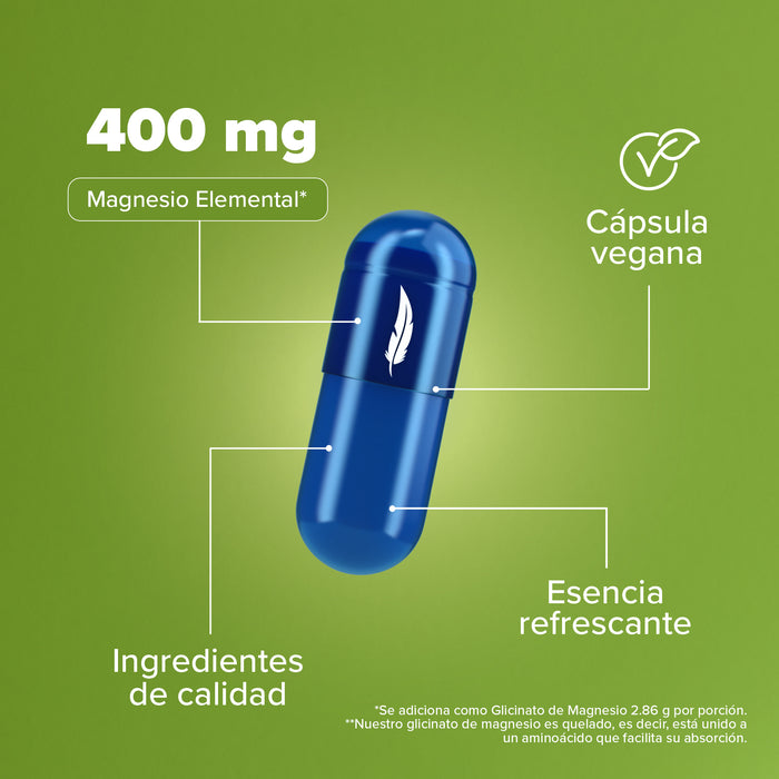 Glicinato de Magnesio - 120  Cápsulas - 30 Porciones