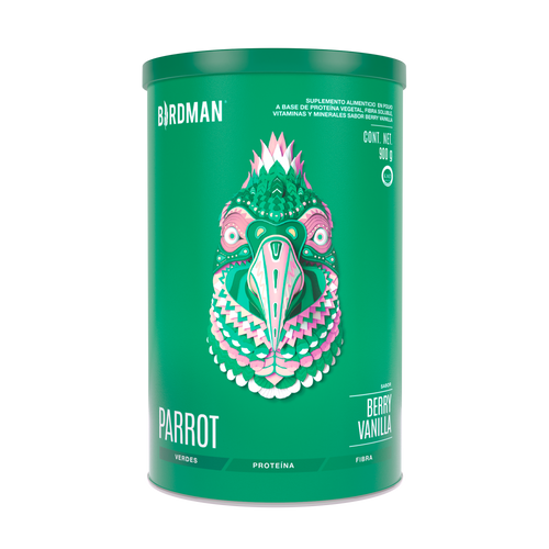 Parrot Greens & Protein - Proteína en Polvo con Verdes & Vitaminas - Berry Vainilla 900 g