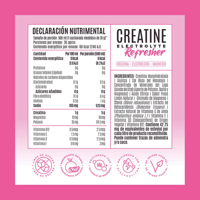 Creatine Electrolyte Refresher - Pink Lemonade - 30 Porciones - Pack