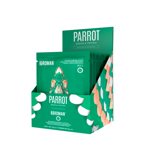 Parrot Greens & Protein - Proteína en Polvo con Verdes & Vitaminas - Matcha 12 Pack Sobres