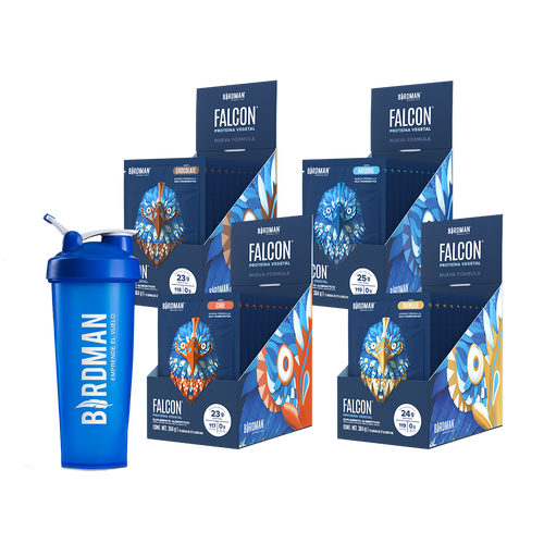 Travel Pack - 4pk Falcon Protein (48 Sobres) + Shaker bundle