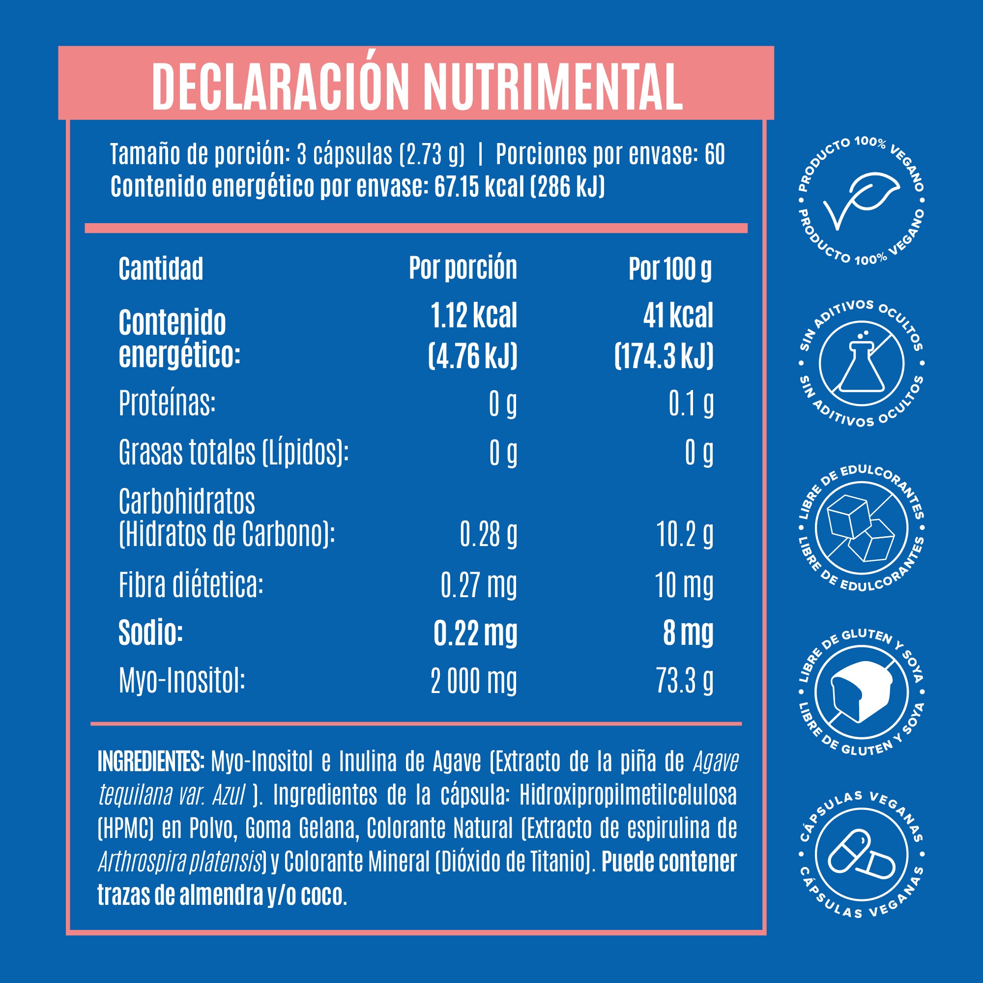 Myo-Inositol - 180 Cápsulas - 60 Porciones