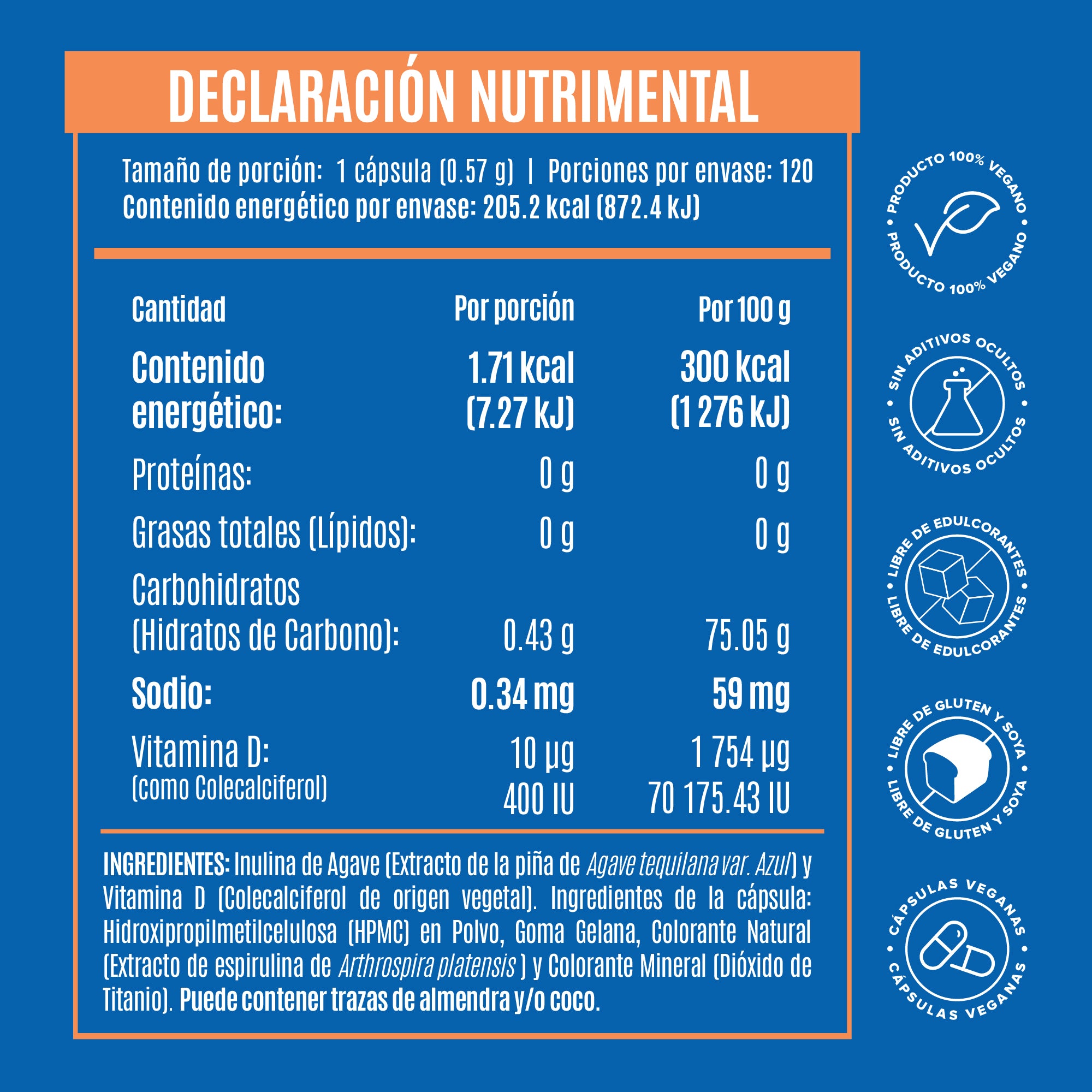 Vitamina D3 - 120 Cápsulas - 120 Porciones