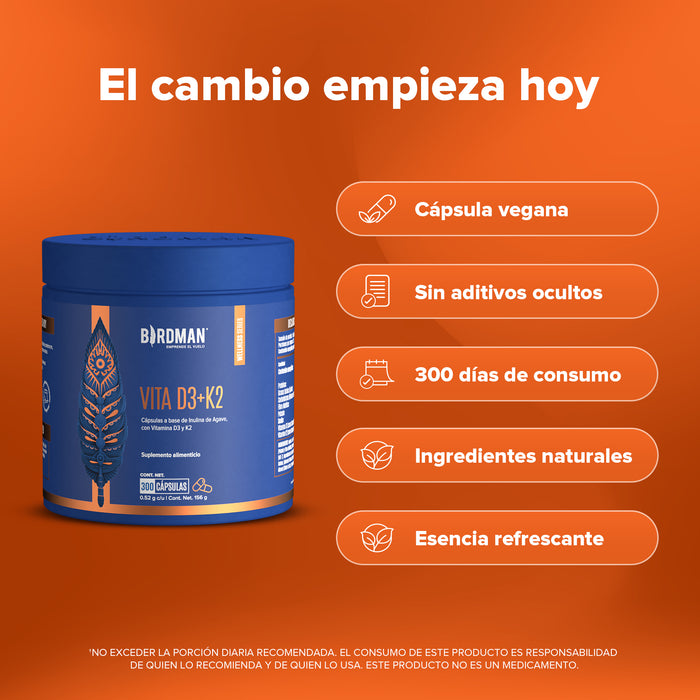 Vitamina D3 + K2 - 300 Porciones