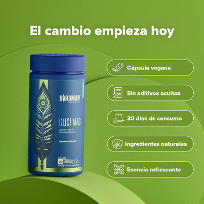 Glicinato de Magnesio - 120  Cápsulas - 30 Porciones
