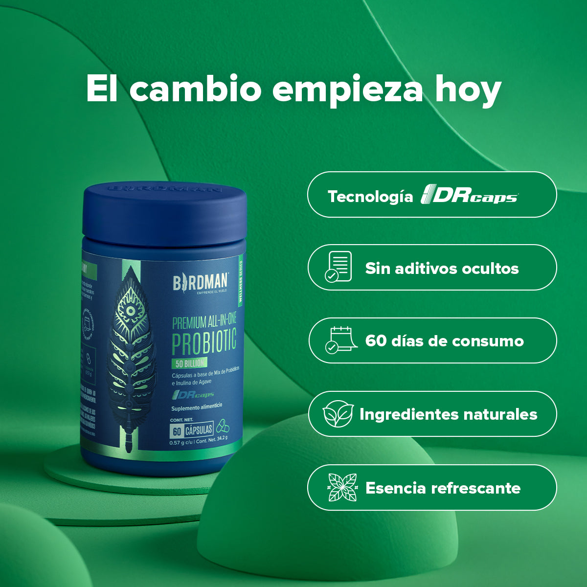 Premium All-In-One Probiotic - Probióticos con 50 Billones de UFC - 60 Cápsulas - 60 Porciones