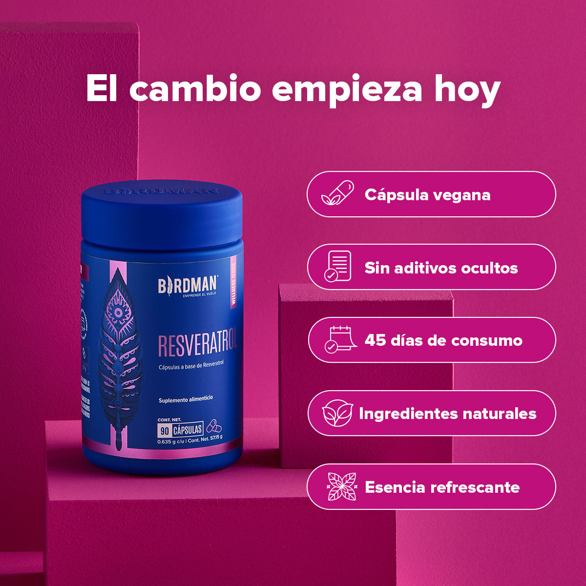 Resveratrol -  45 Cápsulas - 45 Porciones