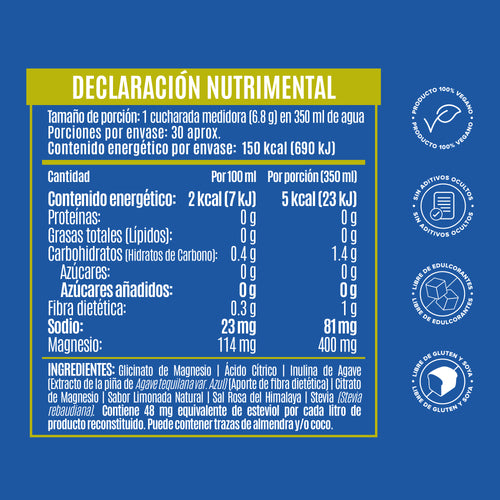 Mag Glycinate Blend - Glicinato y Citrato de Magnesio - Sabor Limón - 30 Porciones