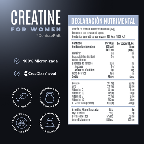 Creatine for Women - Sin Sabor - 40 Porciones