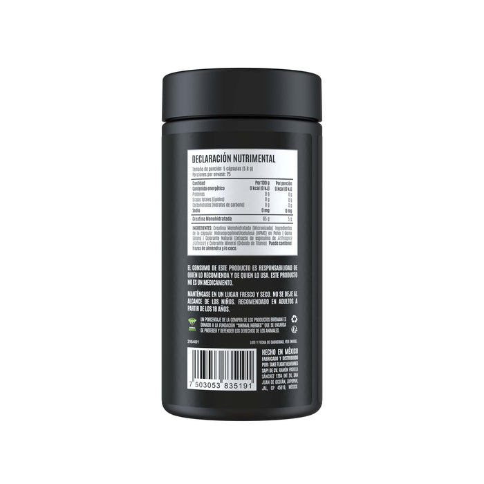 Creatina Monohidratada en Cápsulas - 25 Porciones - 125 Cápsulas