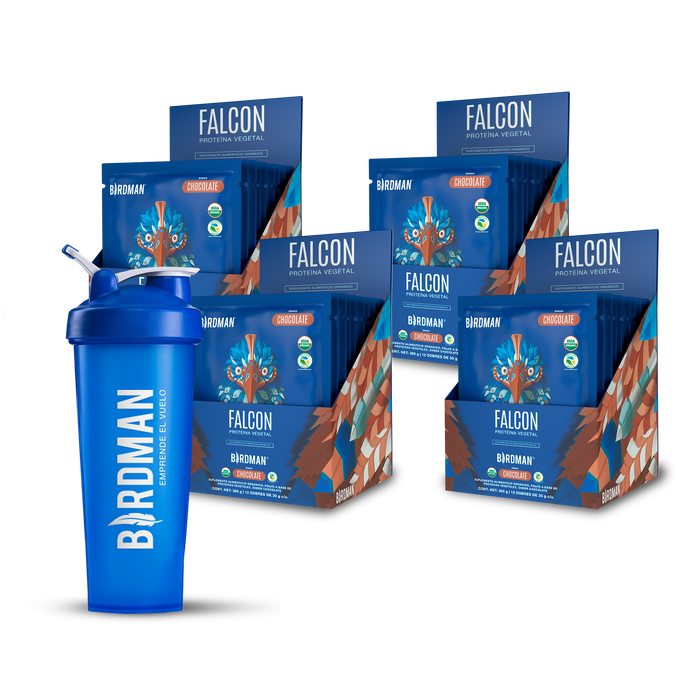 Travel Pack - 4pk Falcon Protein (48 Sobres) + Shaker bundle