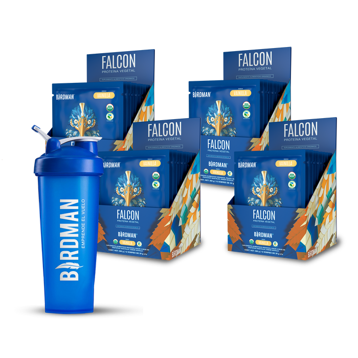 Travel Pack - 4pk Falcon Protein (48 Sobres) + Shaker bundle